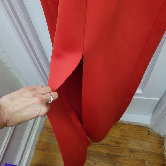 Badgley Mischka Ponte Scuba Dress With Back Slit & Petal Sleeve NWT - Picture 4 of 11